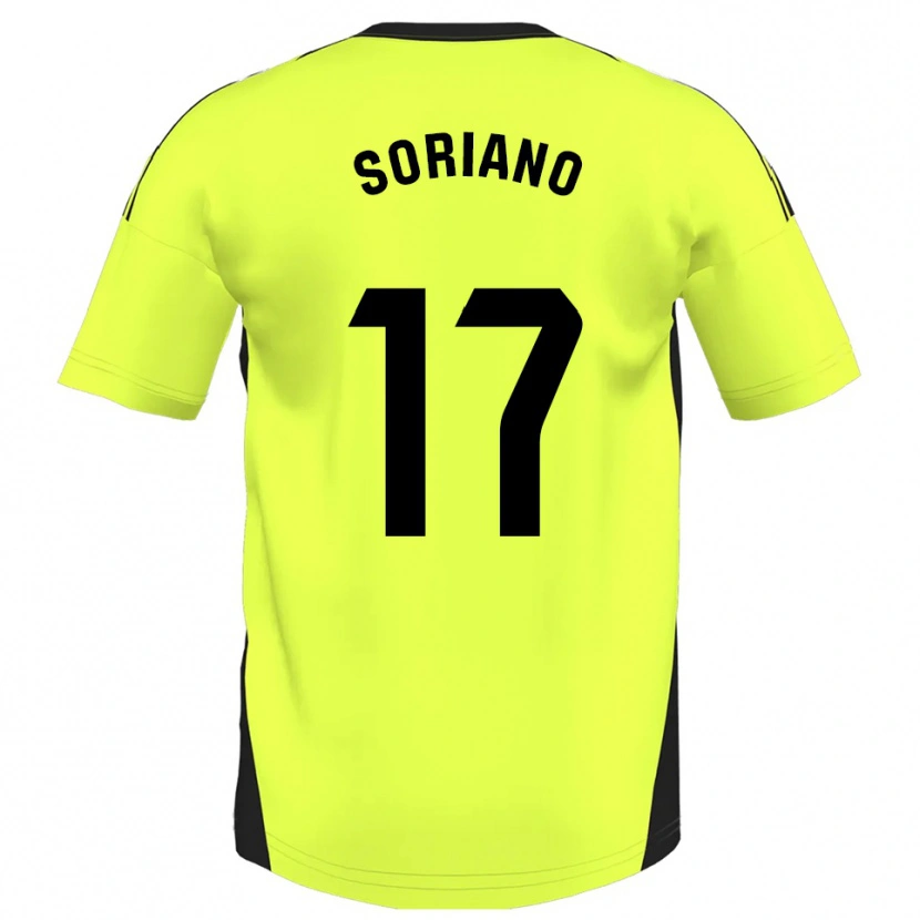 Danxen Män Adrián Soriano #17 Fluorescerande Gul Bortatröja Matchtröjor 2025/26 Tröjor T-Tröja