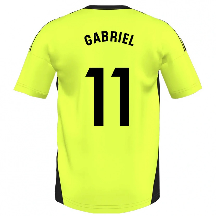 Danxen Män Sergio Gabriel #11 Fluorescerande Gul Bortatröja Matchtröjor 2025/26 Tröjor T-Tröja