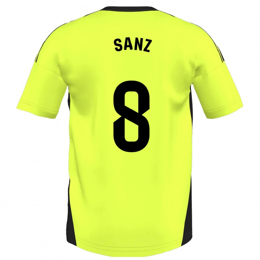 Danxen Män Álvaro Sanz #8 Fluorescerande Gul Bortatröja Matchtröjor 2025/26 Tröjor T-Tröja