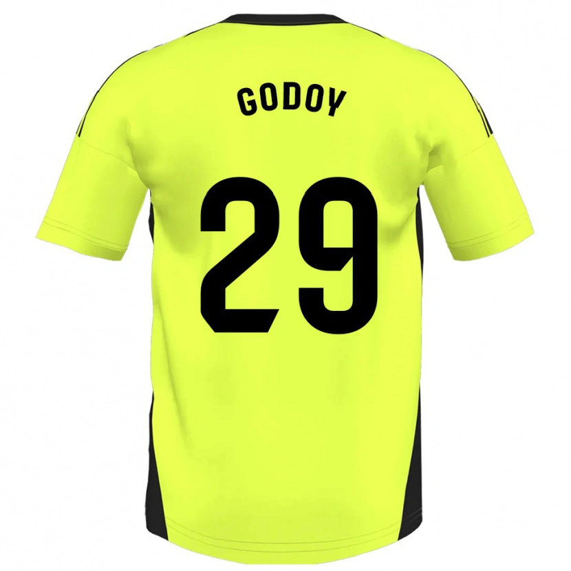Danxen Män Alan Godoy #29 Fluorescerande Gul Bortatröja Matchtröjor 2025/26 Tröjor T-Tröja