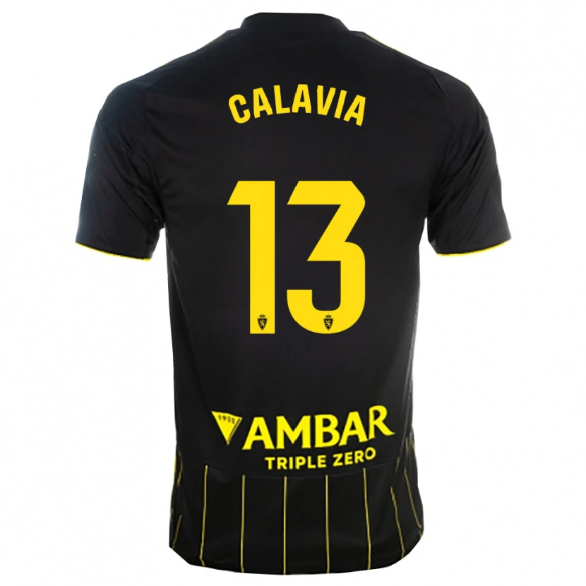 Danxen Män Carlos Calavia #13 Svart Gul Bortatröja Matchtröjor 2025/26 Tröjor T-Tröja