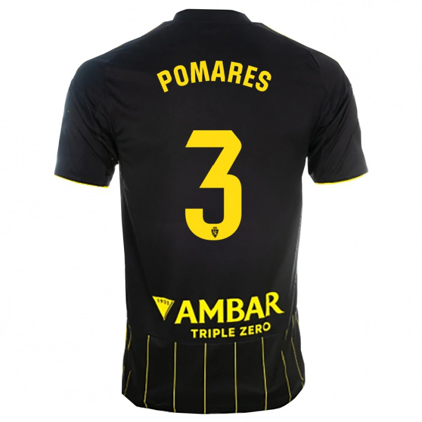 Danxen Män Carlos Pomares #3 Svart Gul Bortatröja Matchtröjor 2025/26 Tröjor T-Tröja