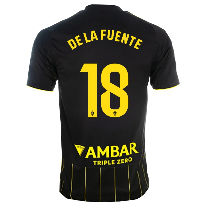 Danxen Män Paulino De La Fuente #18 Svart Gul Bortatröja Matchtröjor 2025/26 Tröjor T-Tröja