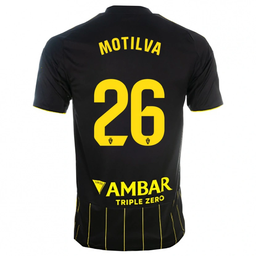 Danxen Män Adrián Motilva #26 Svart Gul Bortatröja Matchtröjor 2025/26 Tröjor T-Tröja