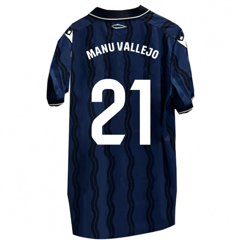 Danxen Män Manu Vallejo #21 Mörkblå Svart Bortatröja Matchtröjor 2025/26 Tröjor T-Tröja
