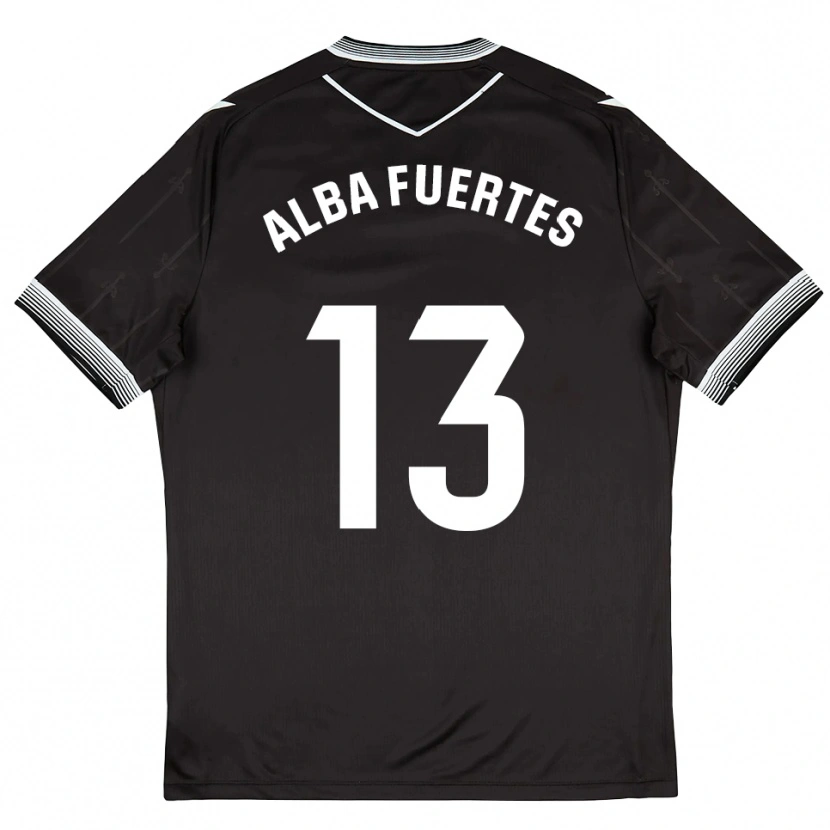Danxen Män Alba Fuertes #13 Svart Vit Bortatröja Matchtröjor 2025/26 Tröjor T-Tröja