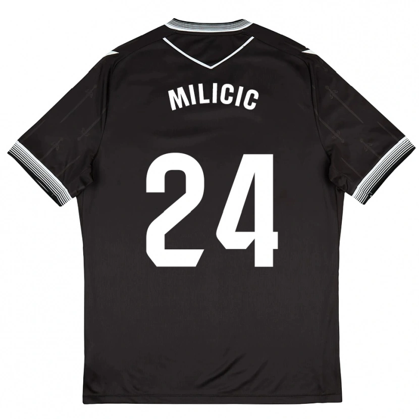 Danxen Män Nikola Milicic #24 Svart Vit Bortatröja Matchtröjor 2025/26 Tröjor T-Tröja