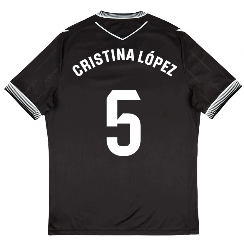 Danxen Män Cristina López #5 Svart Vit Bortatröja Matchtröjor 2025/26 Tröjor T-Tröja
