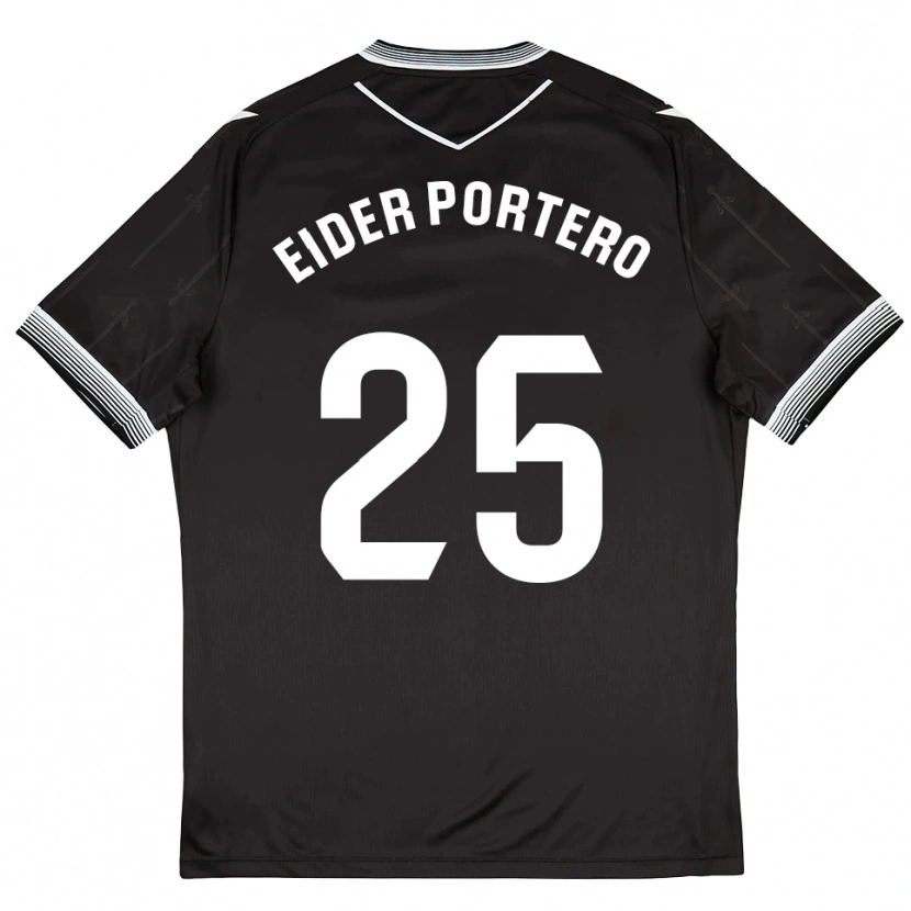 Danxen Män Eider Portero #25 Svart Vit Bortatröja Matchtröjor 2025/26 Tröjor T-Tröja