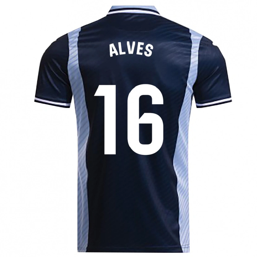 Danxen Män Rubén Alves #16 Marinblå Himmelsblå Bortatröja Matchtröjor 2025/26 Tröjor T-Tröja