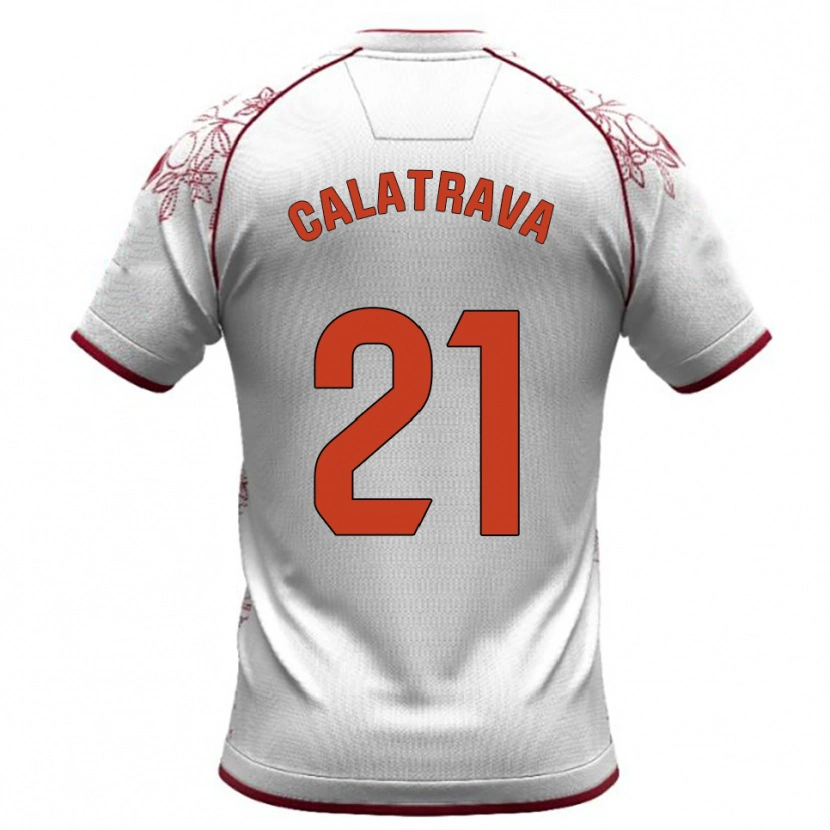 Danxen Män Álex Calatrava #21 Vit Bourgogne Bortatröja Matchtröjor 2025/26 Tröjor T-Tröja