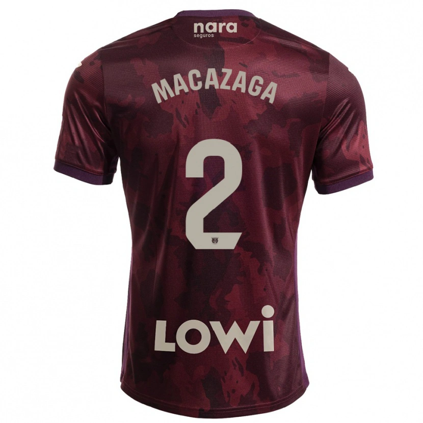 Danxen Män Lucas Macazaga #2 Bourgogne Vit Bortatröja Matchtröjor 2025/26 Tröjor T-Tröja