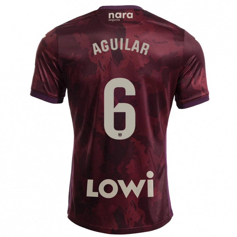 Danxen Män Lalo Aguilar #6 Bourgogne Vit Bortatröja Matchtröjor 2025/26 Tröjor T-Tröja