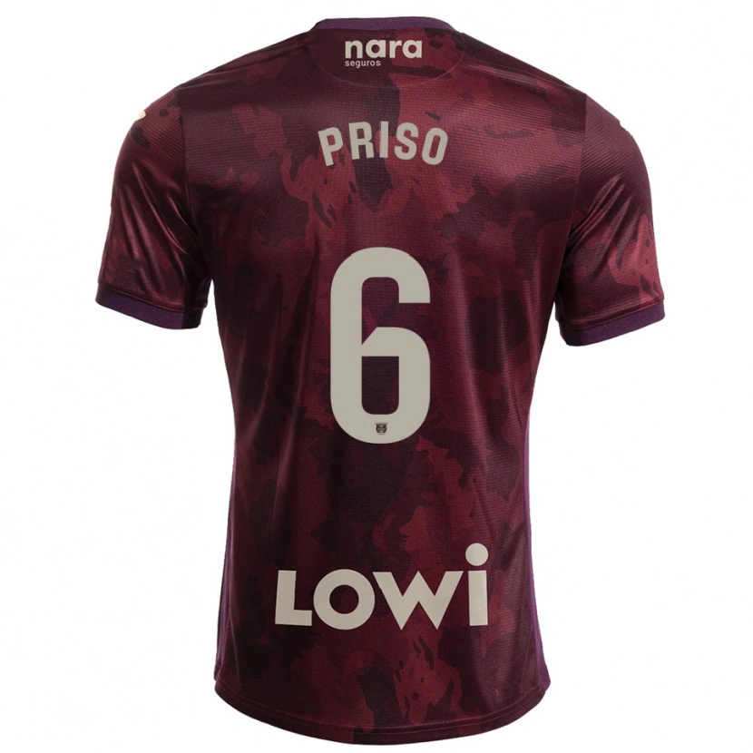 Danxen Män Mike Priso #6 Bourgogne Vit Bortatröja Matchtröjor 2025/26 Tröjor T-Tröja