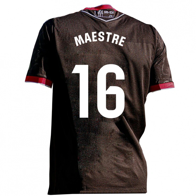 Danxen Män Sergi Maestre #16 Svart Röd Bortatröja Matchtröjor 2025/26 Tröjor T-Tröja