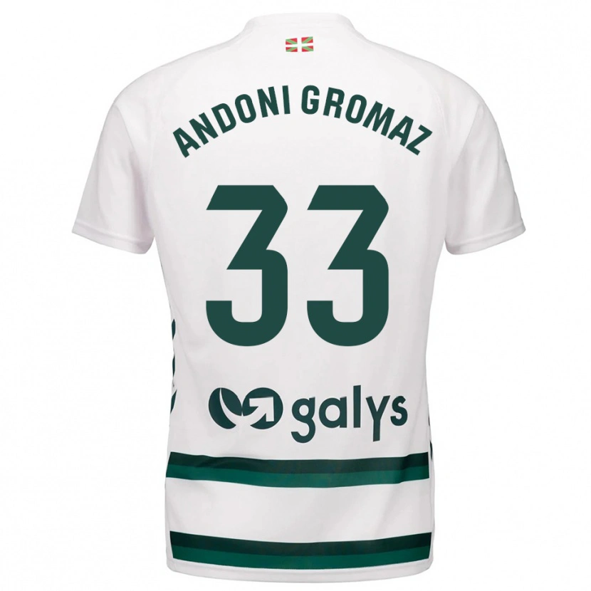 Danxen Män Jon Andoni Gromaz #33 Vit Grön Bortatröja Matchtröjor 2025/26 Tröjor T-Tröja