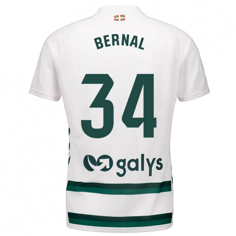 Danxen Män Unax Bernal #34 Vit Grön Bortatröja Matchtröjor 2025/26 Tröjor T-Tröja