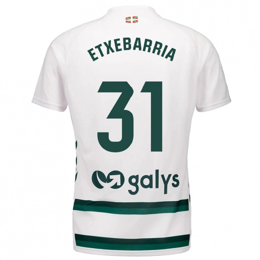 Danxen Män Ekain Etxebarria #31 Vit Grön Bortatröja Matchtröjor 2025/26 Tröjor T-Tröja