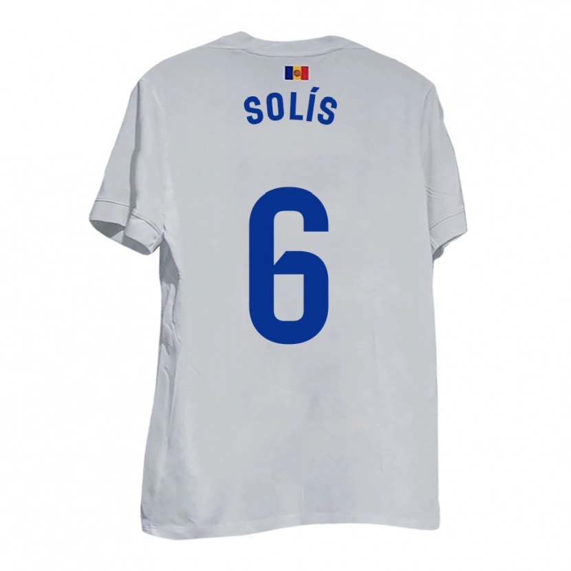 Danxen Män Alberto Solís #6 Vitt Blått Gult Bortatröja Matchtröjor 2025/26 Tröjor T-Tröja
