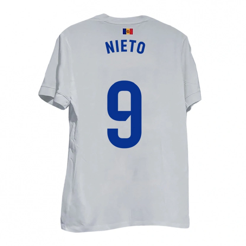 Danxen Män Manu Nieto #9 Vitt Blått Gult Bortatröja Matchtröjor 2025/26 Tröjor T-Tröja