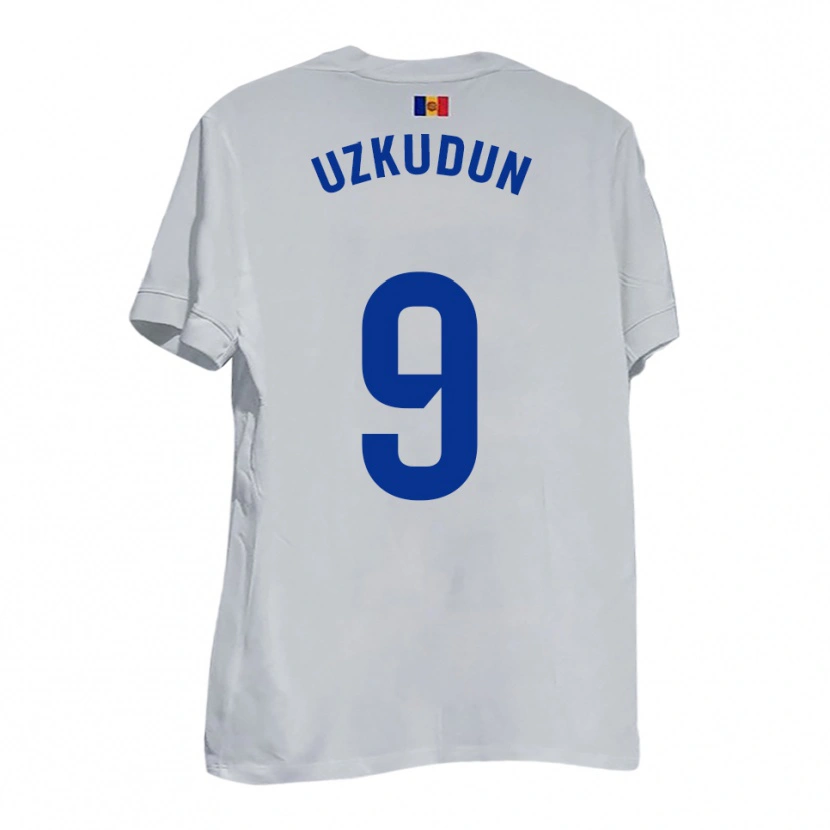 Danxen Män Aitor Uzkudun #9 Vitt Blått Gult Bortatröja Matchtröjor 2025/26 Tröjor T-Tröja