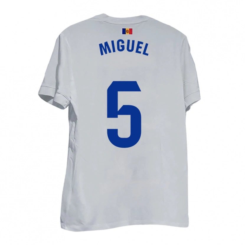 Danxen Män Carlos Miguel #5 Vitt Blått Gult Bortatröja Matchtröjor 2025/26 Tröjor T-Tröja