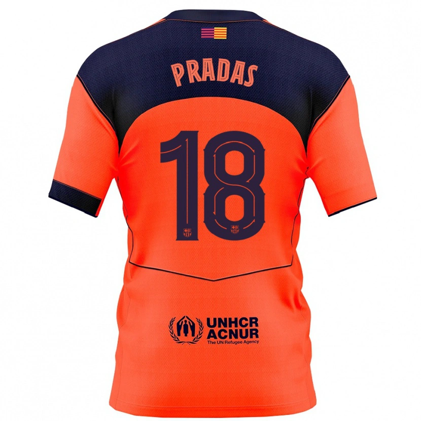 Danxen Män Arnau Pradas #18 Orange Marinblå Tredjesatsen Matchtröjor 2025/26 Tröjor T-Tröja