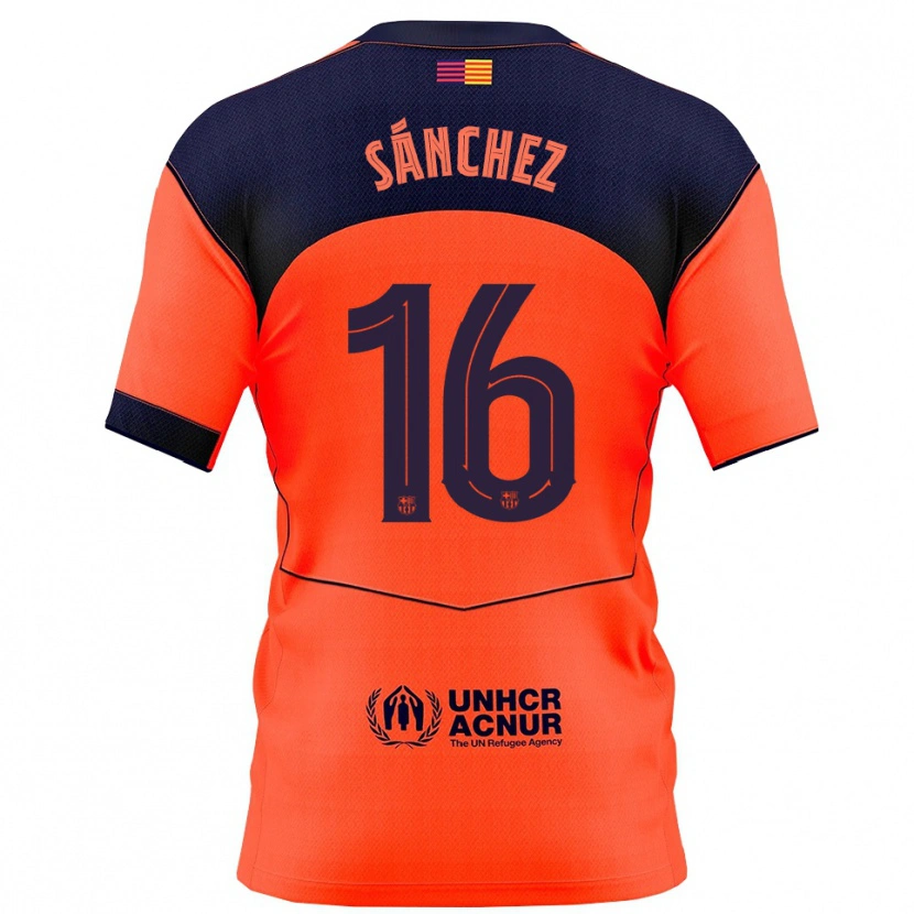 Danxen Män Edu Sánchez #16 Orange Marinblå Tredjesatsen Matchtröjor 2025/26 Tröjor T-Tröja
