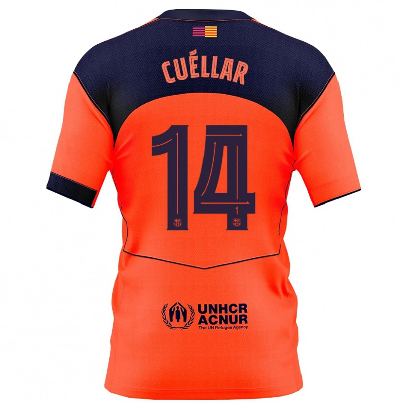 Danxen Män Jaume Cuéllar #14 Orange Marinblå Tredjesatsen Matchtröjor 2025/26 Tröjor T-Tröja