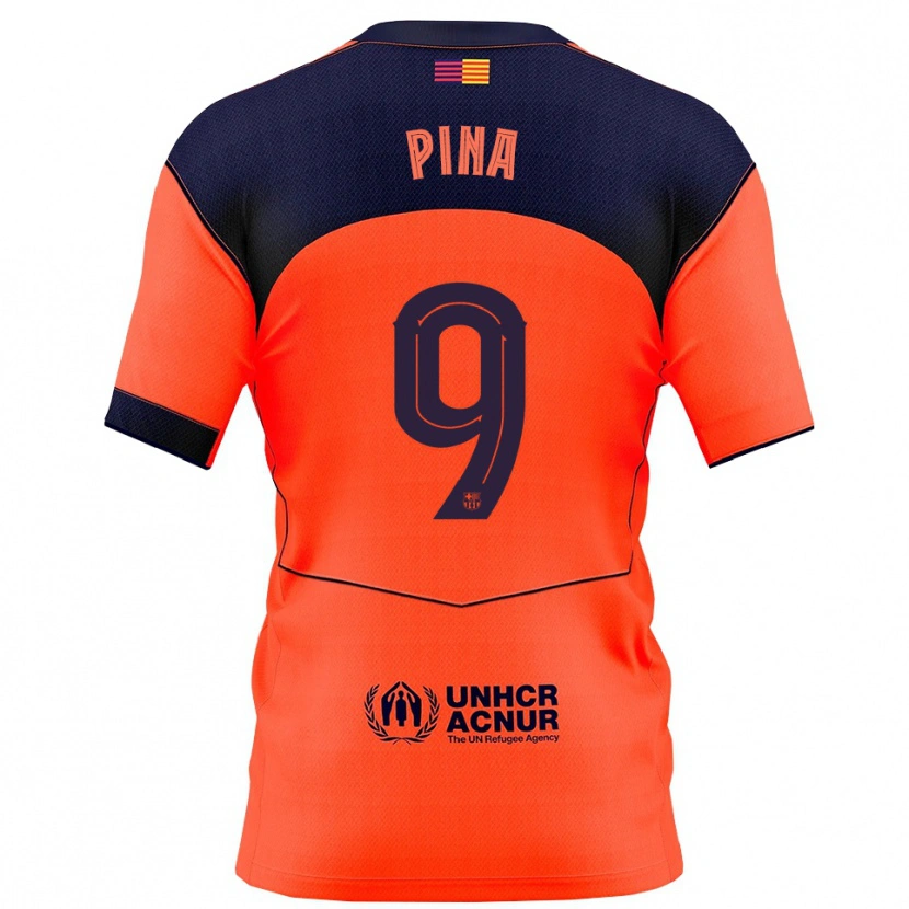 Danxen Män Claudia Pina Medina #9 Orange Marinblå Tredjesatsen Matchtröjor 2025/26 Tröjor T-Tröja