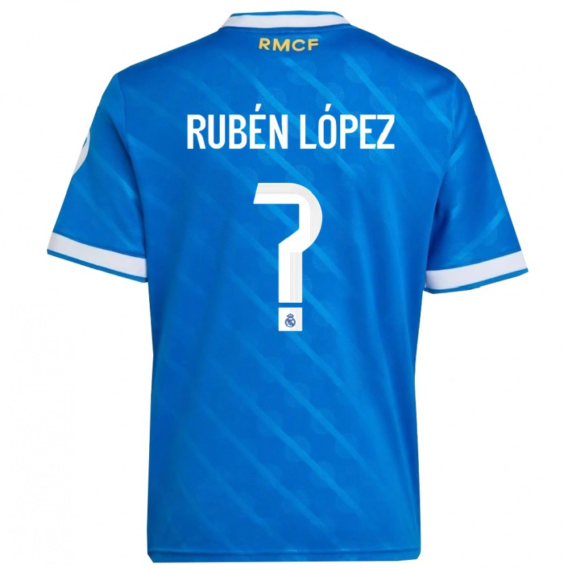 Danxen Män Rubén López #0 Blå Vit Tredjesatsen Matchtröjor 2025/26 Tröjor T-Tröja
