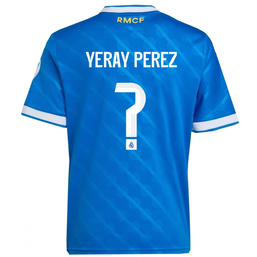 Danxen Män Yeray Perez #0 Blå Vit Tredjesatsen Matchtröjor 2025/26 Tröjor T-Tröja