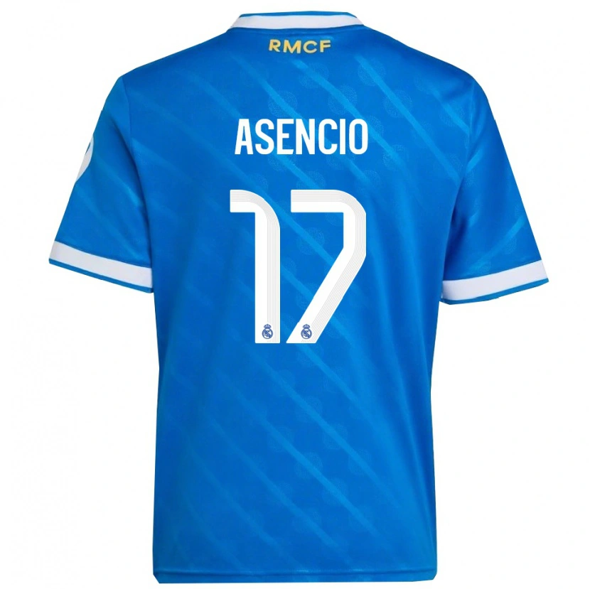 Danxen Män Raúl Asencio #17 Blå Vit Tredjesatsen Matchtröjor 2025/26 Tröjor T-Tröja