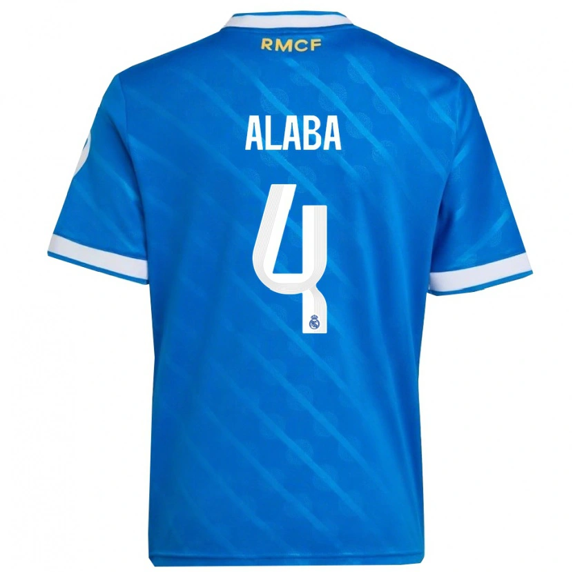 Danxen Män David Alaba #4 Blå Vit Tredjesatsen Matchtröjor 2025/26 Tröjor T-Tröja