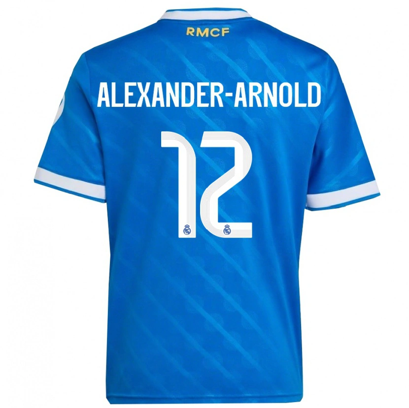 Danxen Män Trent Alexander-Arnold #12 Blå Vit Tredjesatsen Matchtröjor 2025/26 Tröjor T-Tröja