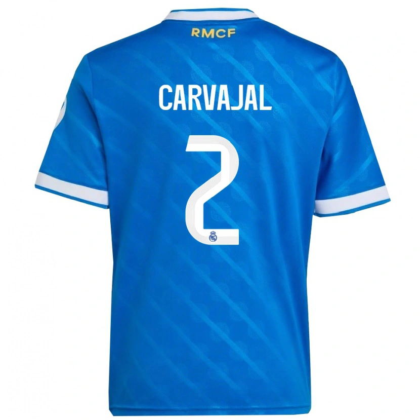 Danxen Män Daniel Carvajal #2 Blå Vit Tredjesatsen Matchtröjor 2025/26 Tröjor T-Tröja