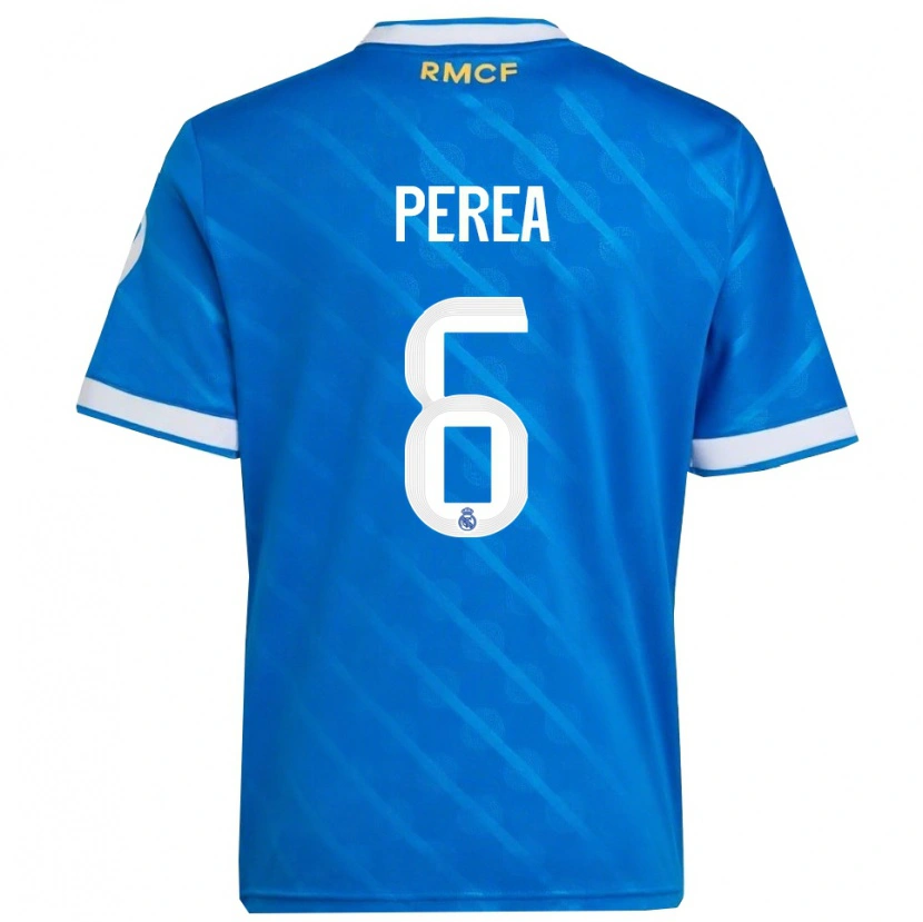 Danxen Män Cristian Perea #6 Blå Vit Tredjesatsen Matchtröjor 2025/26 Tröjor T-Tröja