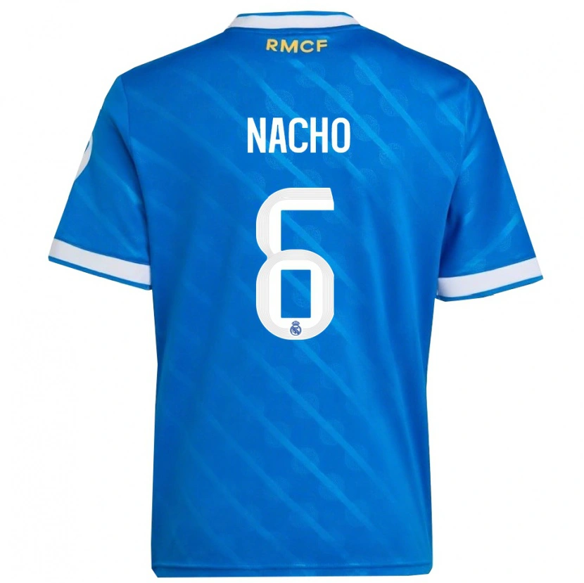Danxen Män Nacho Fernandez #6 Blå Vit Tredjesatsen Matchtröjor 2025/26 Tröjor T-Tröja