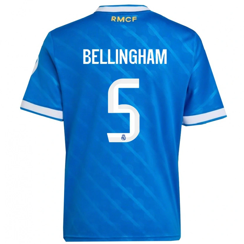 Danxen Män Jude Bellingham #5 Blå Vit Tredjesatsen Matchtröjor 2025/26 Tröjor T-Tröja