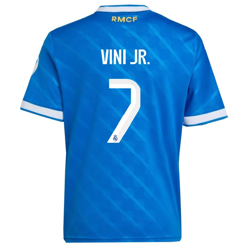 Danxen Män Vinicius Junior #7 Blå Vit Tredjesatsen Matchtröjor 2025/26 Tröjor T-Tröja