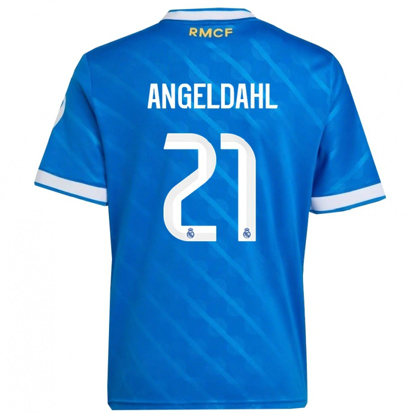 Danxen Män Filippa Angeldahl #21 Blå Vit Tredjesatsen Matchtröjor 2025/26 Tröjor T-Tröja