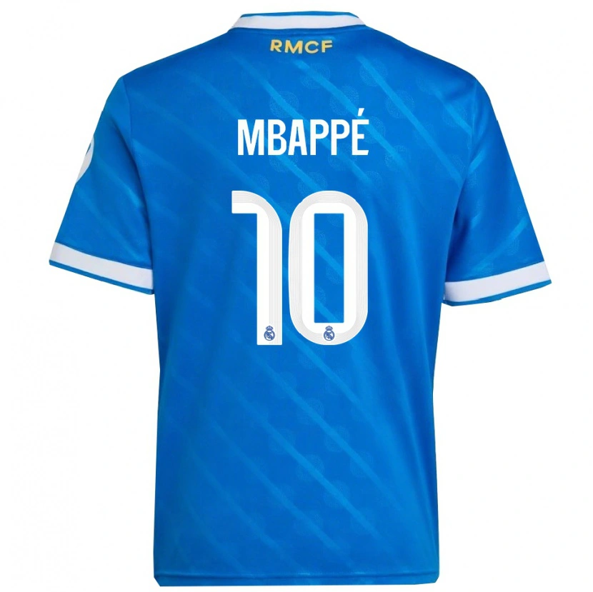 Danxen Män Kylian Mbappé #10 Blå Vit Tredjesatsen Matchtröjor 2025/26 Tröjor T-Tröja