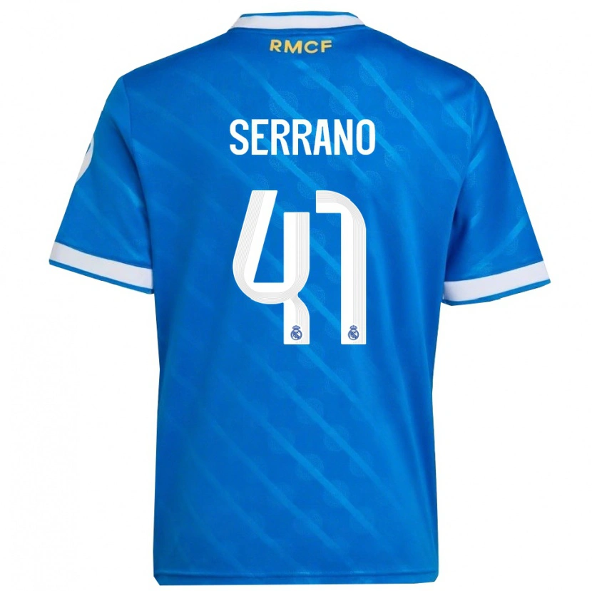 Danxen Män Manu Serrano #41 Blå Vit Tredjesatsen Matchtröjor 2025/26 Tröjor T-Tröja