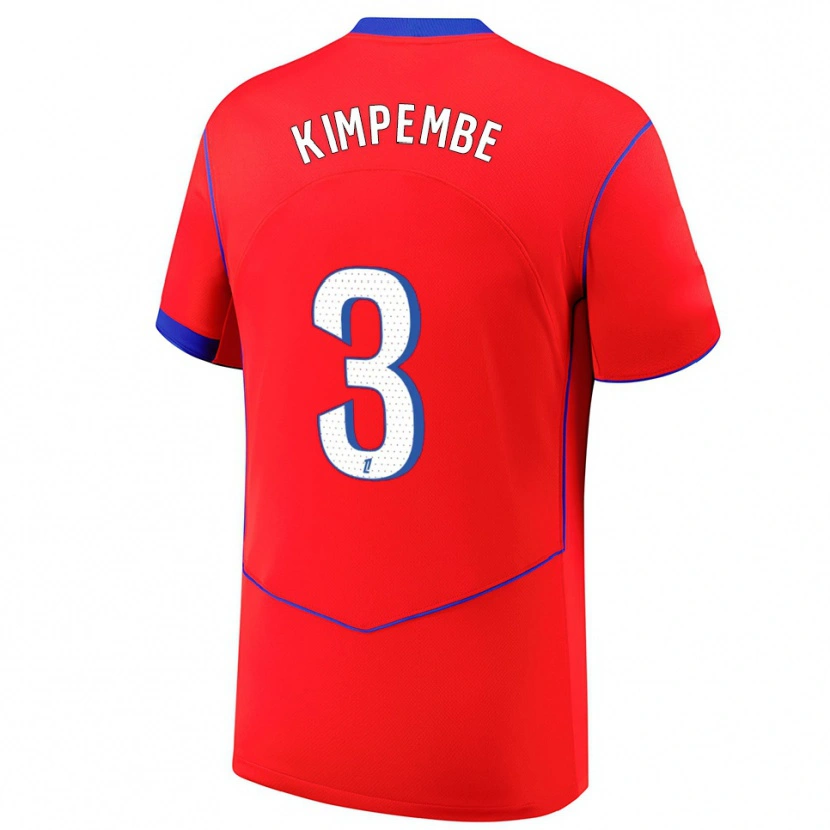 Danxen Män Presnel Kimpembe #3 Röd Blå Vit Tredjesatsen Matchtröjor 2025/26 Tröjor T-Tröja