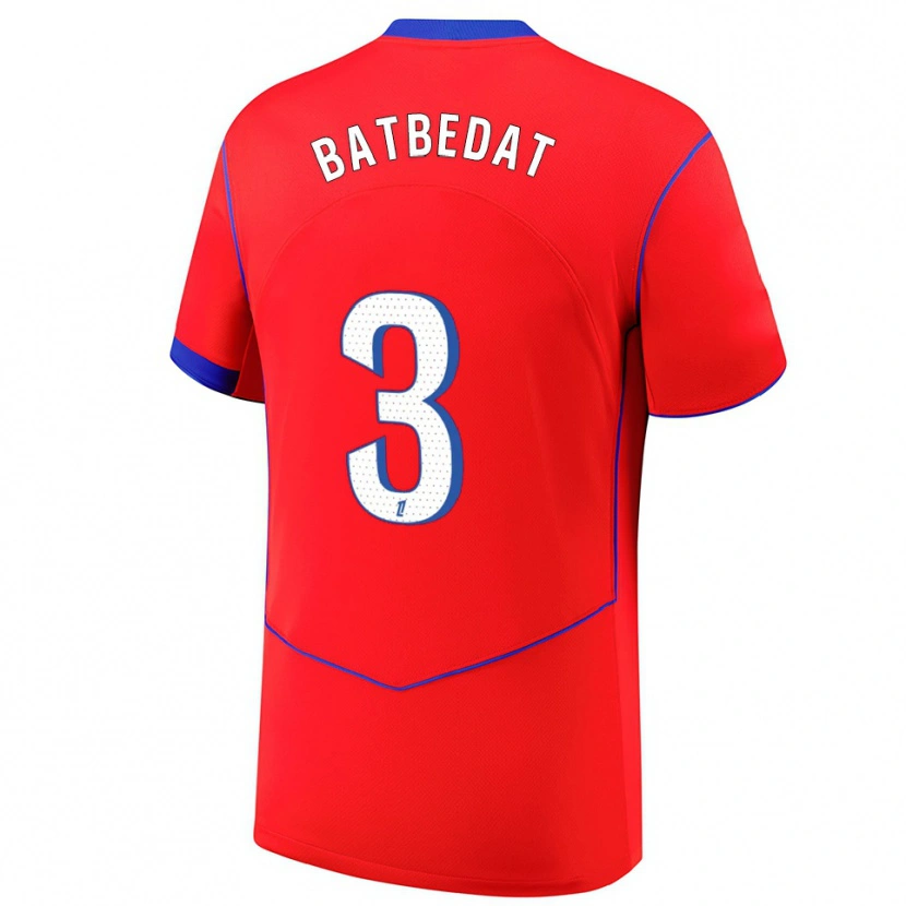 Danxen Män Lucas Batbedat #3 Röd Blå Vit Tredjesatsen Matchtröjor 2025/26 Tröjor T-Tröja