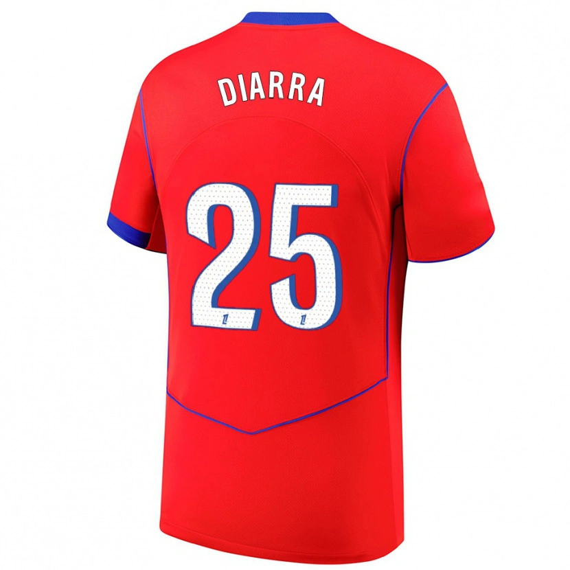 Danxen Män Agueissa Diarra #25 Röd Blå Vit Tredjesatsen Matchtröjor 2025/26 Tröjor T-Tröja