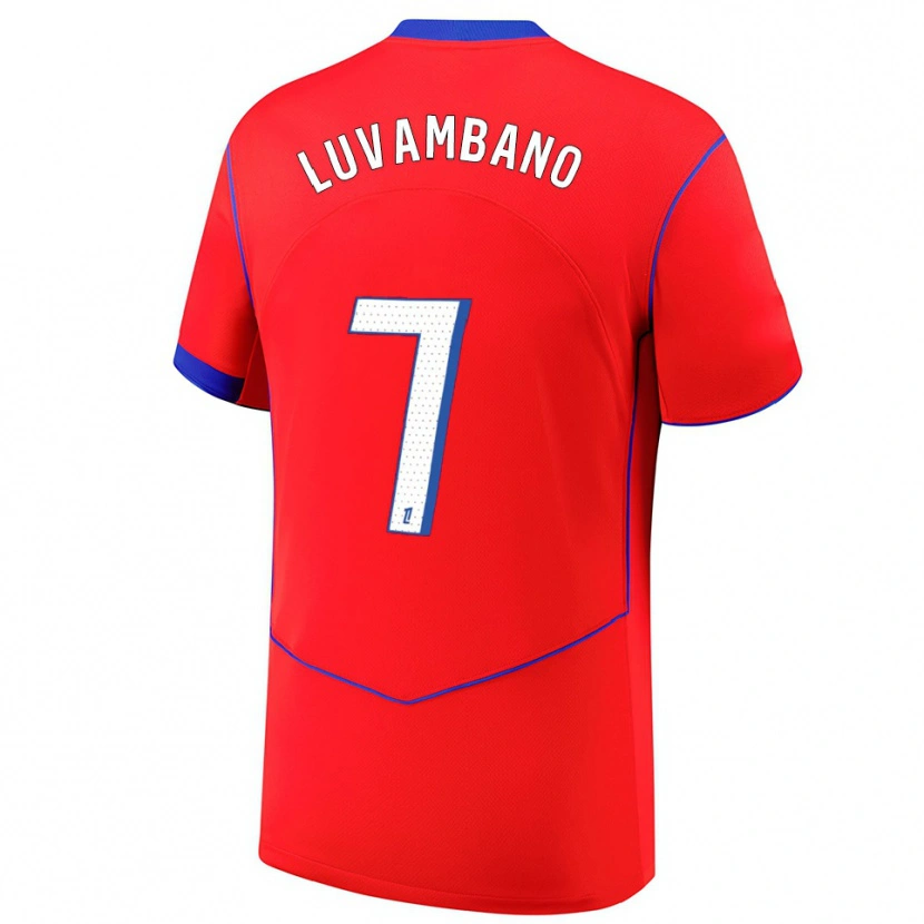 Danxen Män Ethan Luvambano #7 Röd Blå Vit Tredjesatsen Matchtröjor 2025/26 Tröjor T-Tröja