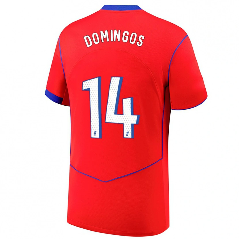 Danxen Män Fabio Domingos #14 Röd Blå Vit Tredjesatsen Matchtröjor 2025/26 Tröjor T-Tröja