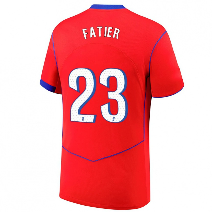 Danxen Män Noémie Fatier #23 Röd Blå Vit Tredjesatsen Matchtröjor 2025/26 Tröjor T-Tröja