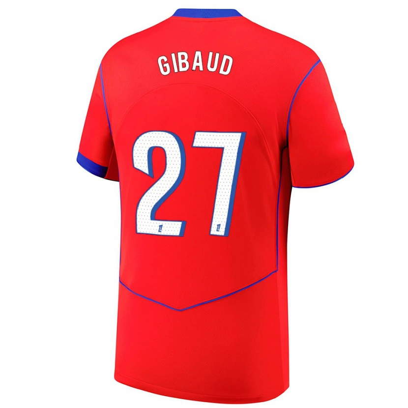 Danxen Män Pierre Gibaud #27 Röd Blå Vit Tredjesatsen Matchtröjor 2025/26 Tröjor T-Tröja